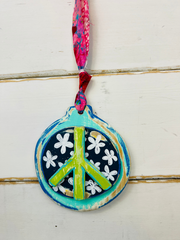 Peace, Love, Happy Ornament - Binki Creations by Mary Beth
