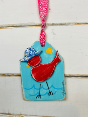 Red Bird Ornament - Binki Creations by Mary Beth
