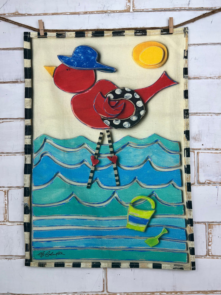 Red Bird Tea Towel - Binki Creations by Mary Beth